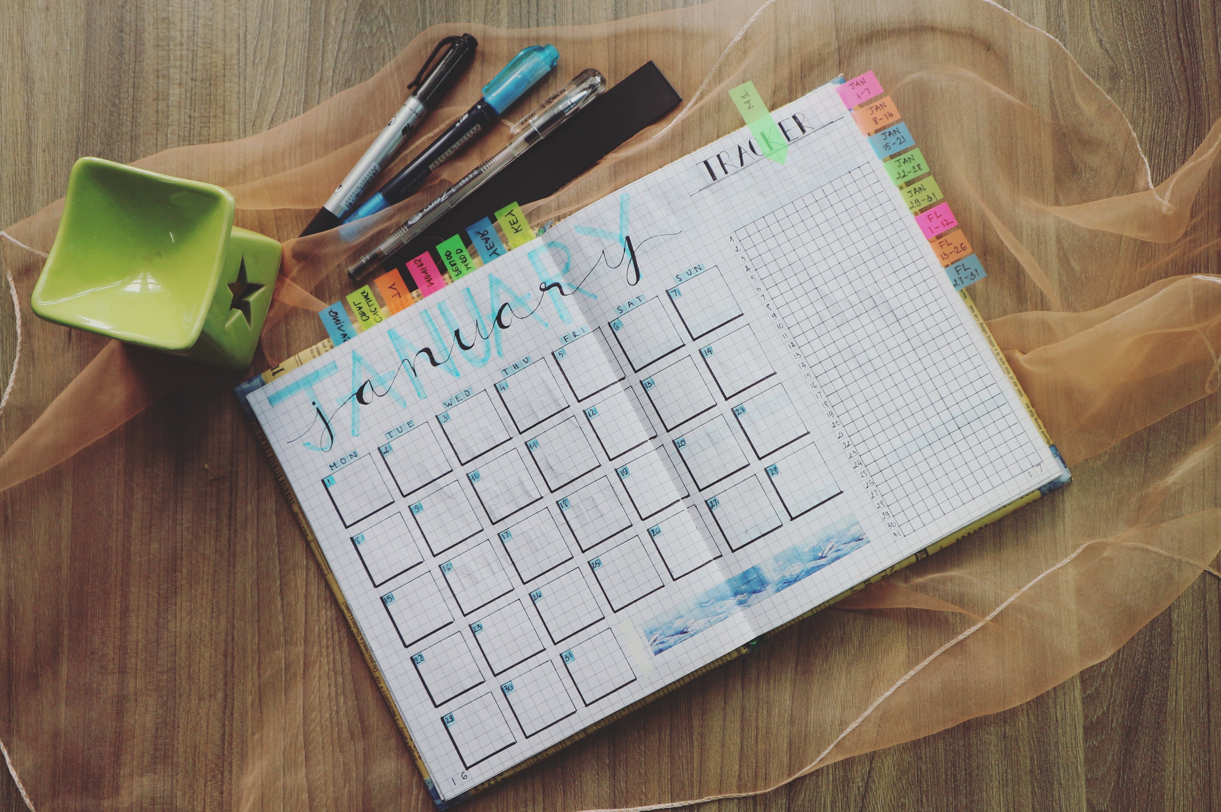 Photo of planner and writing materials